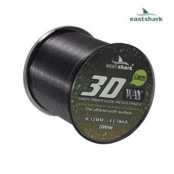 Леска EastShark 3D CAMO WAX 300м 0,30 мм серая