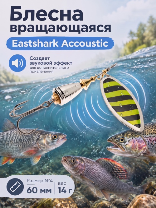 3002 Блесна вращающаяся ES Long Chip Accoustic №4 60mm 14g #028