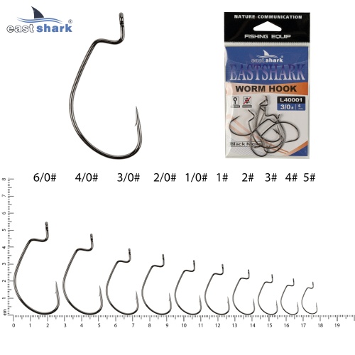 Крючок офсетный EastShark Worm Hook №1 (уп.9 шт)