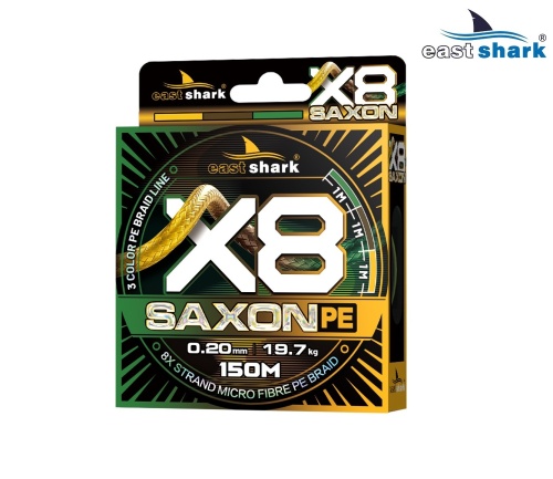 Шнур EastShark Saxon PE X8 150м 0,08 мм #0,2 3color