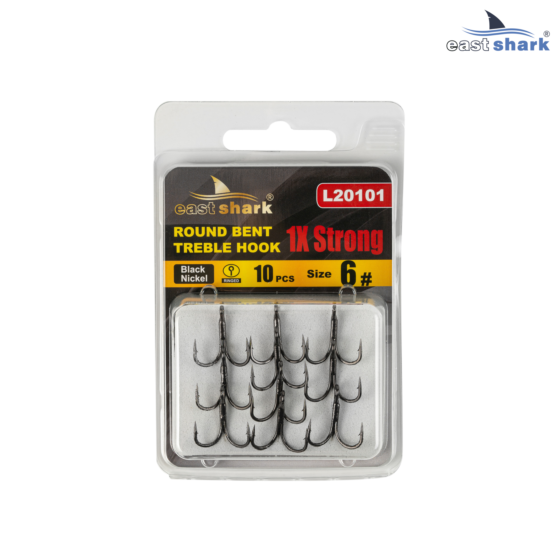 Крючок тройной EastShark 1x Strong Treble Hook №6 (уп.10 шт)