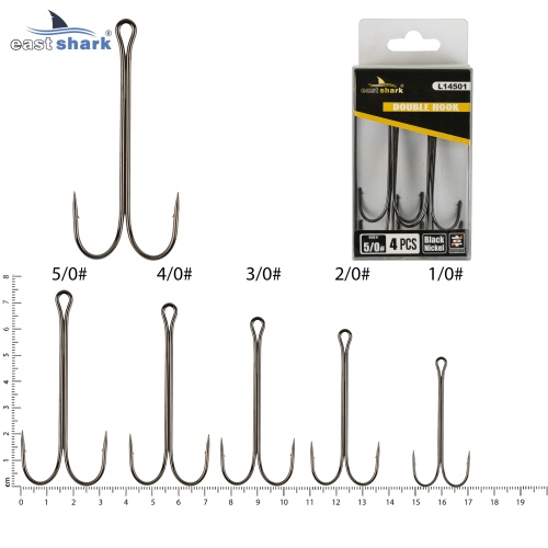 Крючок двойной EastShark Double Hook Long Shank №5/0 (уп.4 шт)
