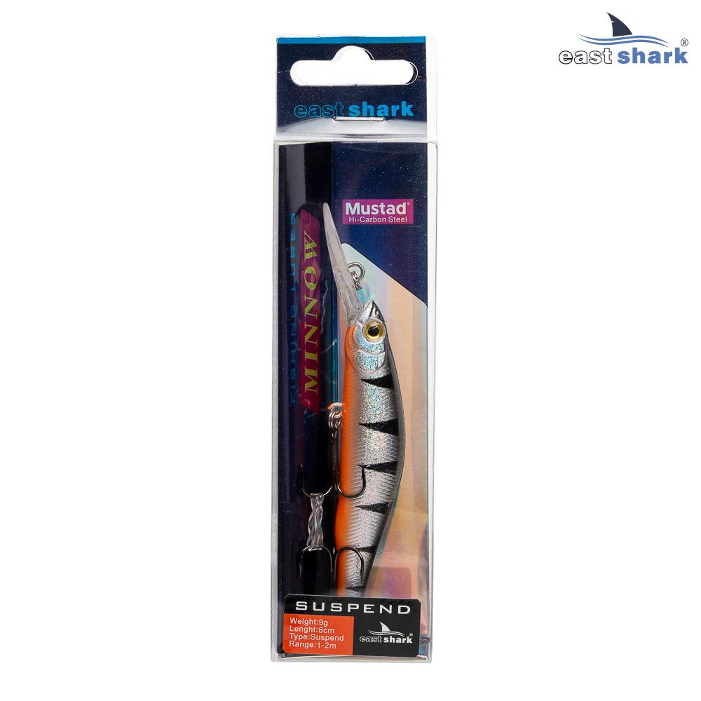 Воблер EastShark Croofed 8см. 9г. 1-2m Suspend col.#001