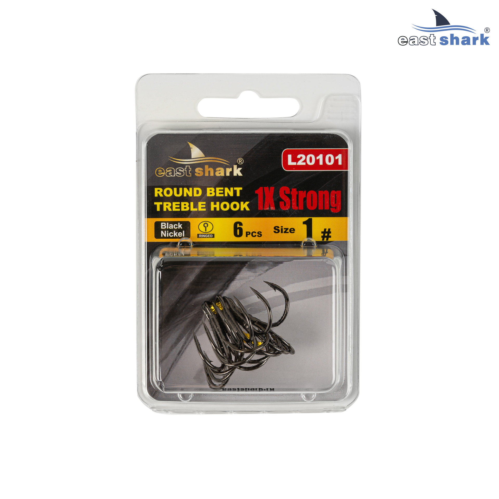 Крючок тройной EastShark 1x Strong Treble Hook №1 (уп.6 шт)