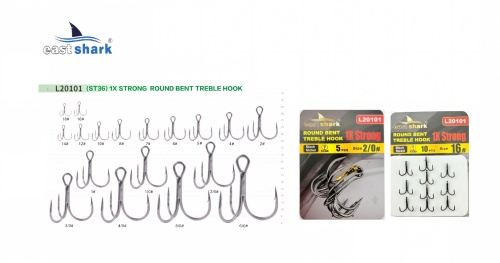 Крючок тройной EastShark 1x Strong Treble Hook №1 (уп.6 шт)