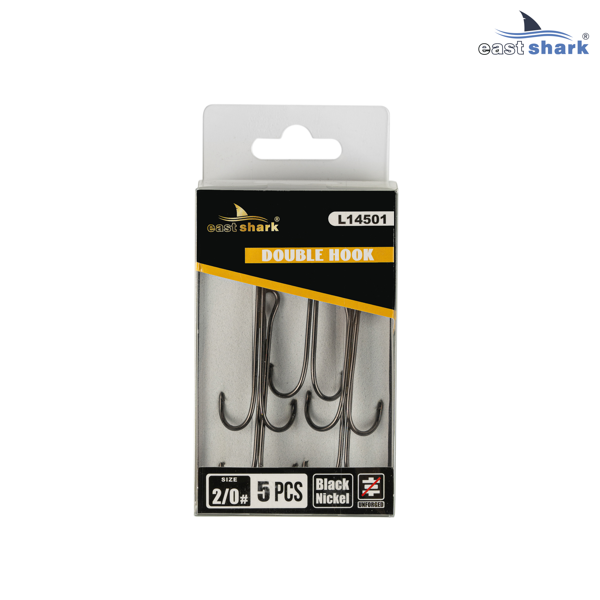 Крючок двойной EastShark Double Hook Long Shank №2/0 (уп.5 шт)