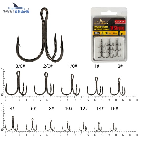 Крючок тройной EastShark 1x Strong Treble Hook №8 (уп.10 шт)