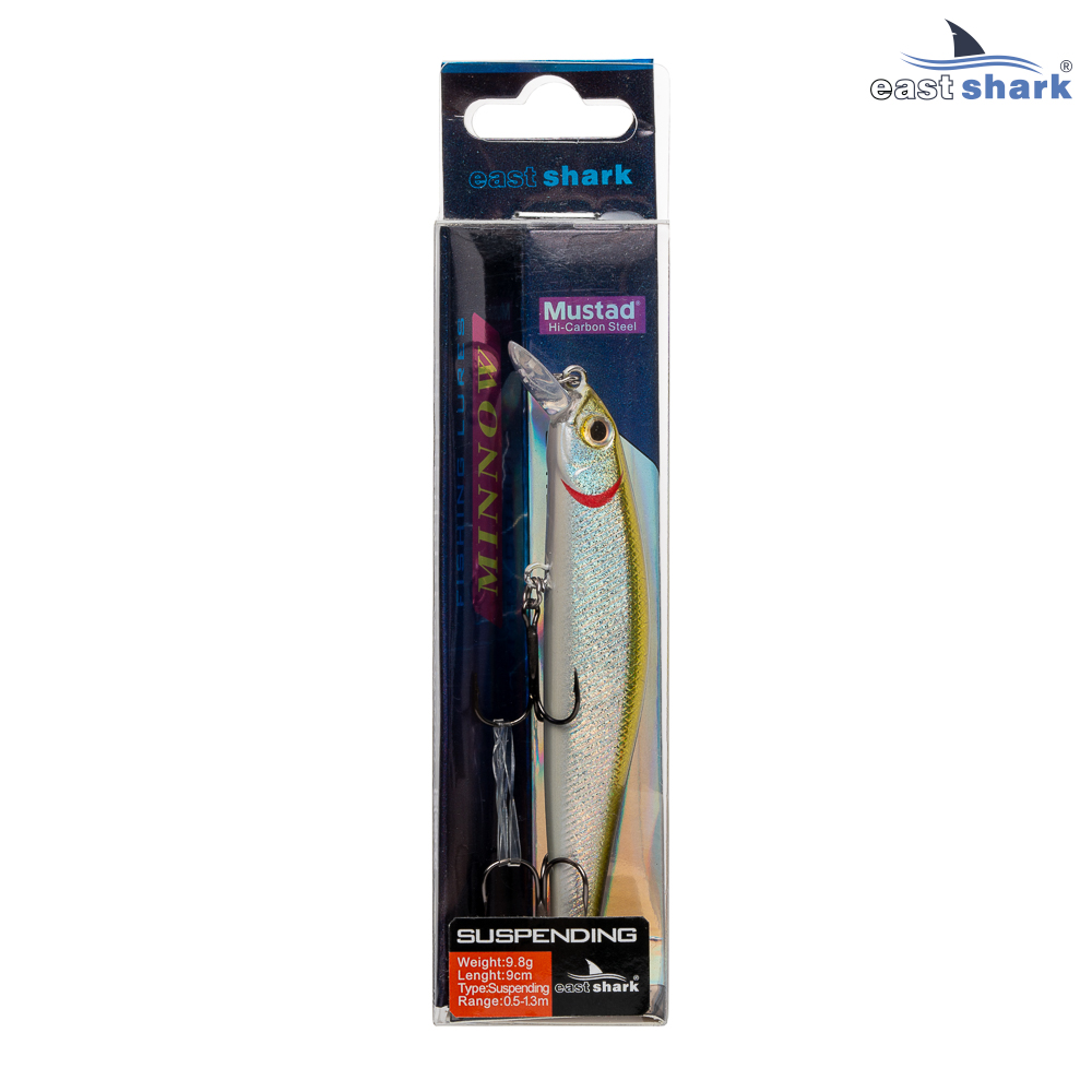 Воблер EastShark Minnow 9см. 9.8г. 0.5-1.3m Suspending col.#001