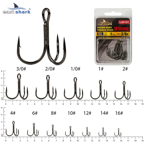 Крючок тройной EastShark 1x Strong Treble Hook №3/0 (уп.5 шт)