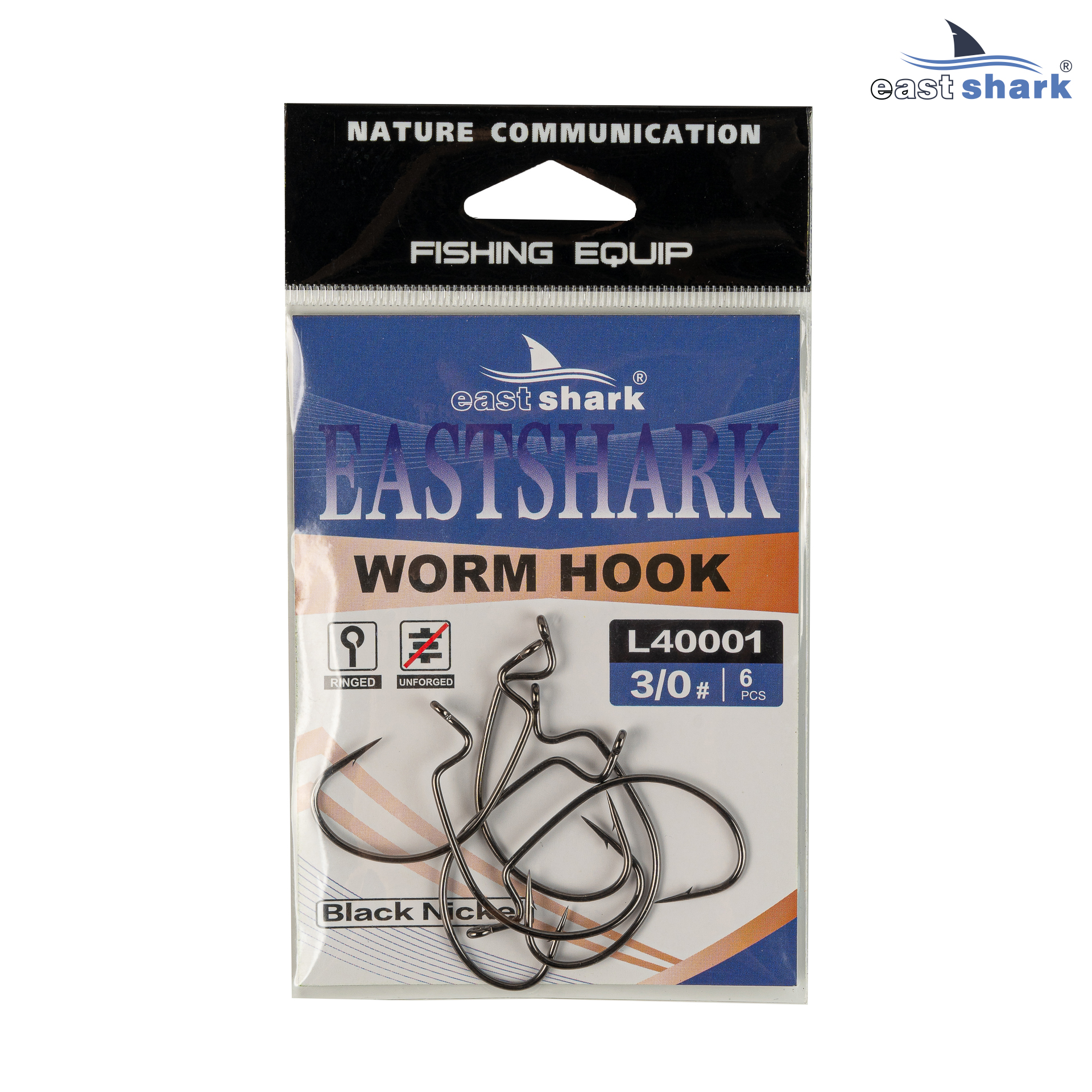 Крючок офсетный EastShark Worm Hook №1 (уп.9 шт)