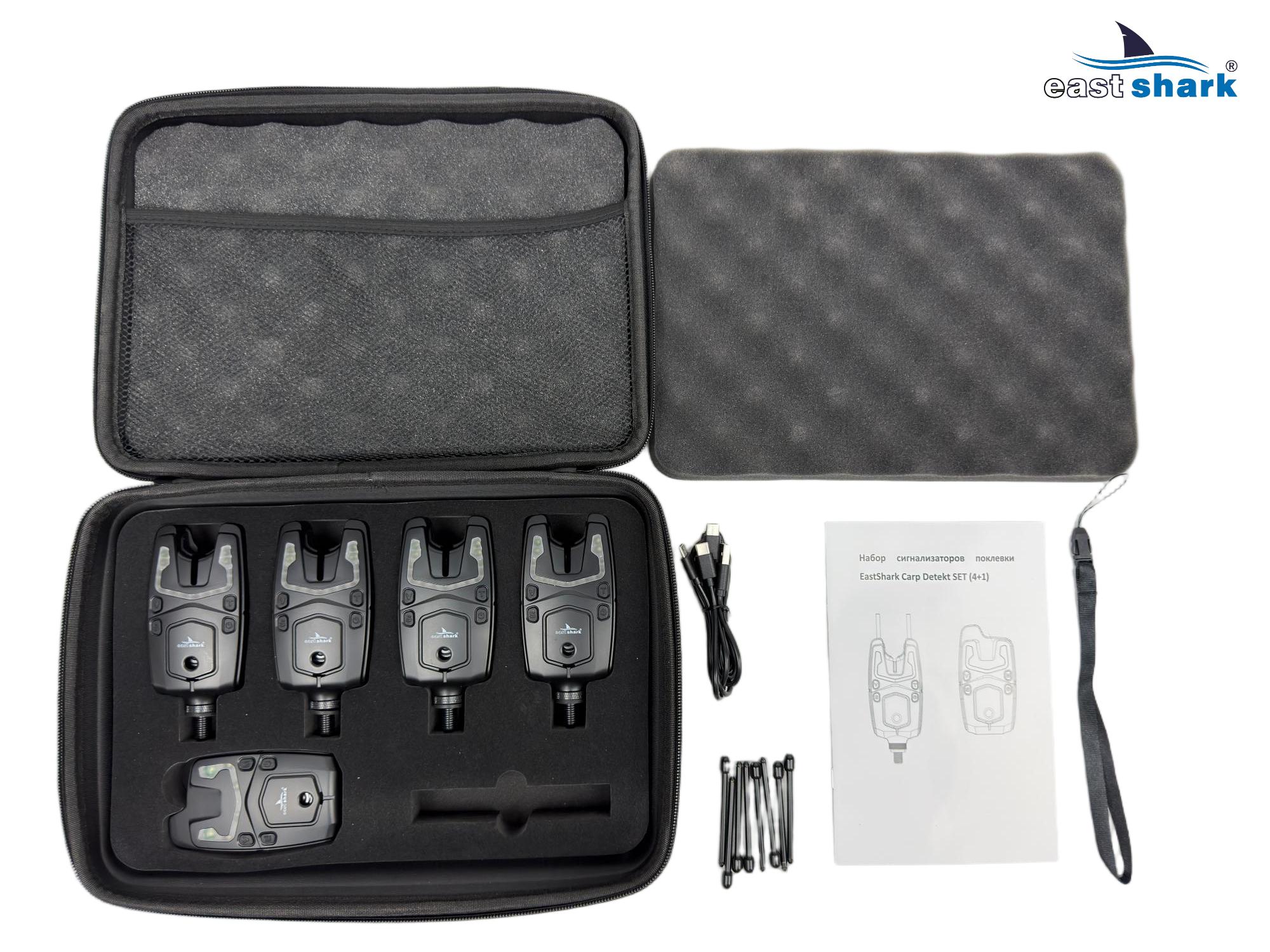 Набор сигнализаторов с пейджером EastShark Carp Detekt SET (4+1)