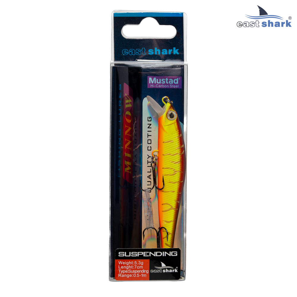 Воблер EastShark Minnow 7см. 5.3г. 0.5-1m Suspending col.#001