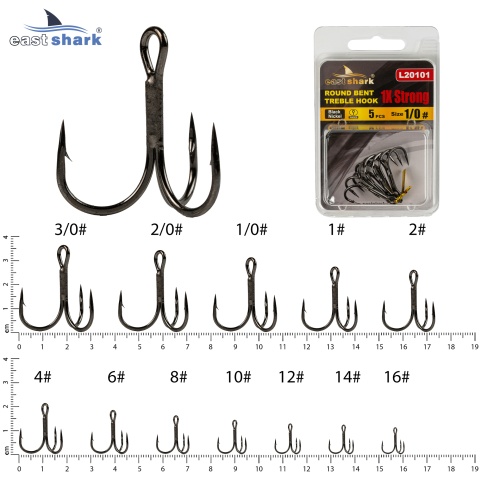 Крючок тройной EastShark 1x Strong Treble Hook №1/0 (уп.5 шт)