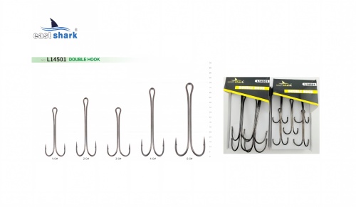 Крючок двойной EastShark Double Hook Long Shank №1/0 (уп.5 шт)