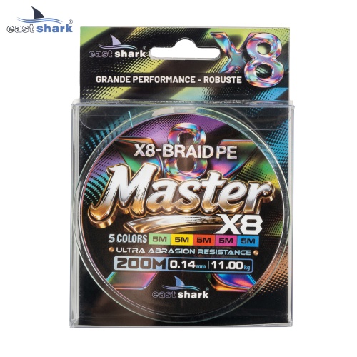 Шнур EastShark Master PE X8 200м 0,08мм #0.2 multicolor